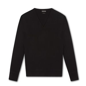 $990 Tom Ford Fine Gauge Merino Wool V-Neck Jumper Sweater